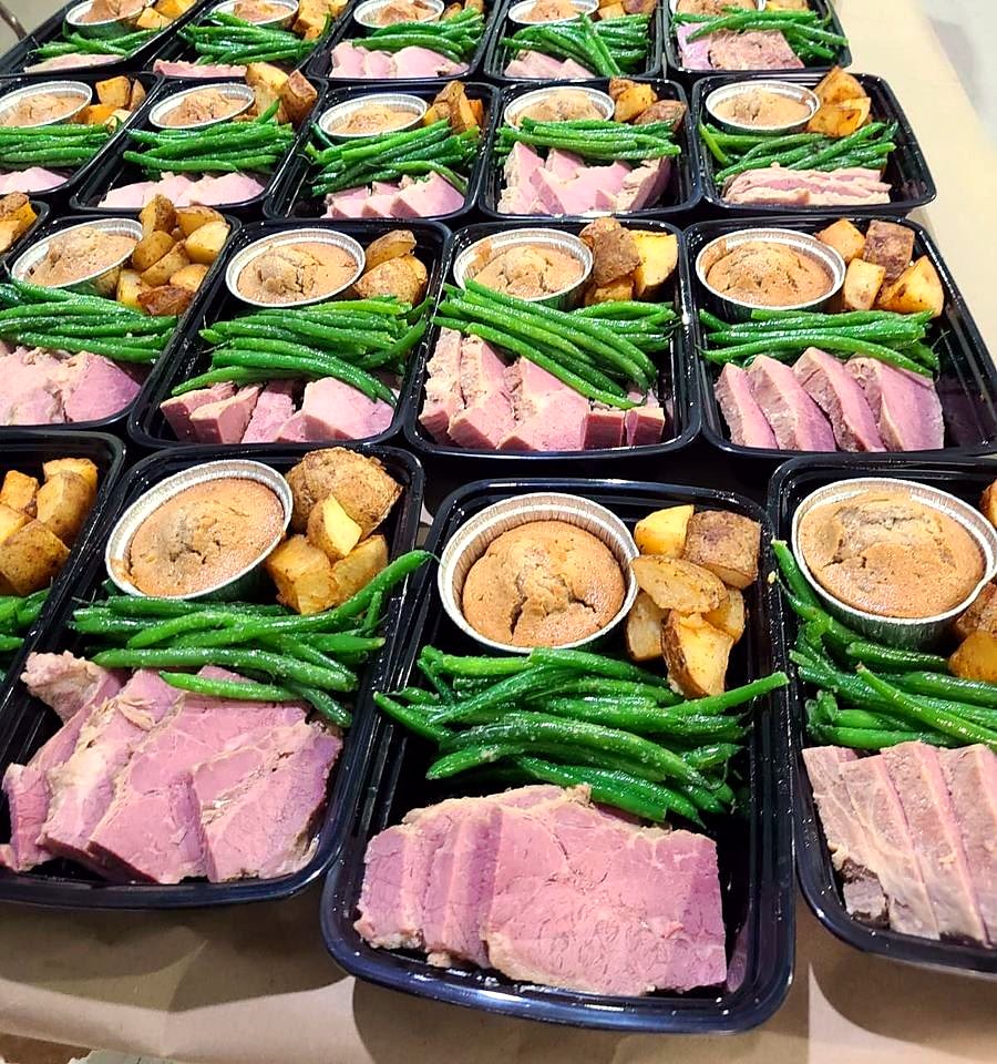 Meal trays prepared in the Williamsburg kitchen